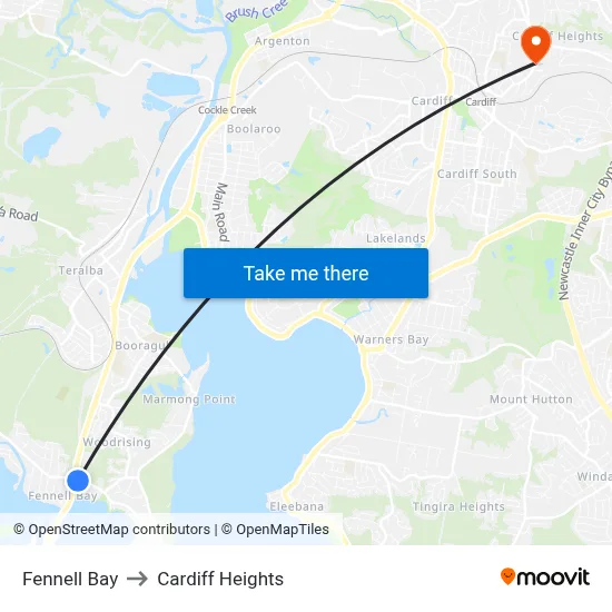 Fennell Bay to Cardiff Heights map