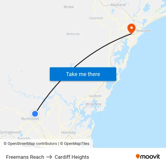 Freemans Reach to Cardiff Heights map