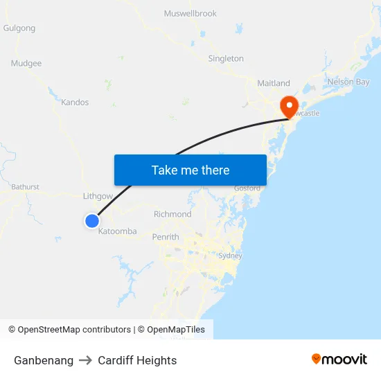 Ganbenang to Cardiff Heights map