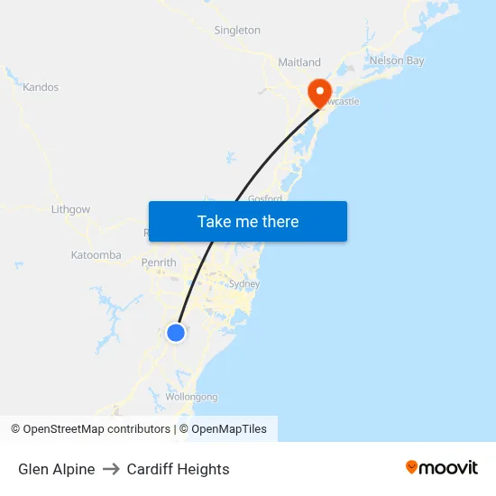 Glen Alpine to Cardiff Heights map
