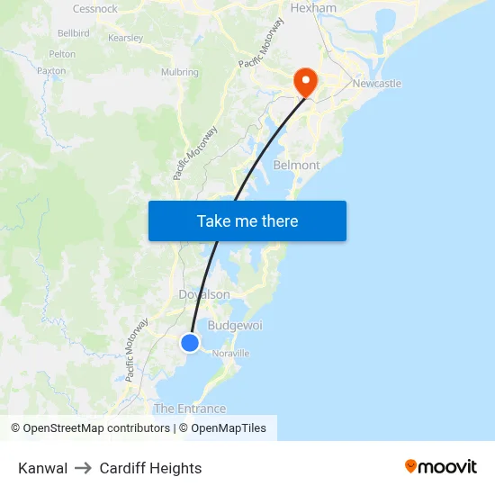 Kanwal to Cardiff Heights map