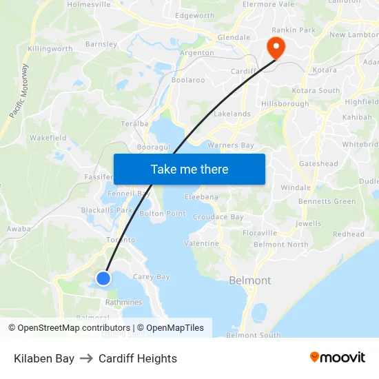 Kilaben Bay to Cardiff Heights map