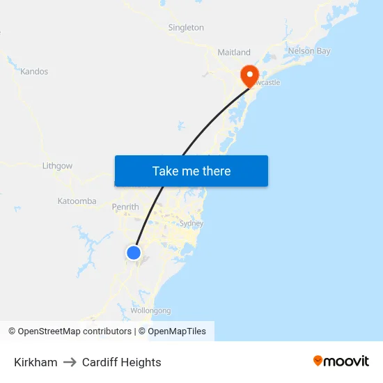 Kirkham to Cardiff Heights map