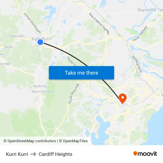 Kurri Kurri to Cardiff Heights map