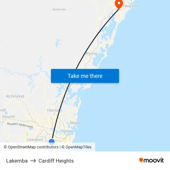 Lakemba to Cardiff Heights map