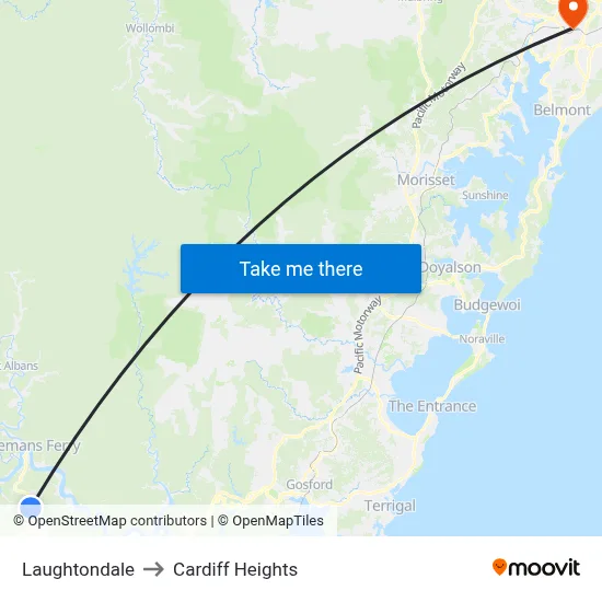 Laughtondale to Cardiff Heights map