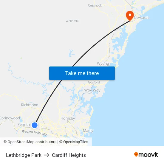Lethbridge Park to Cardiff Heights map