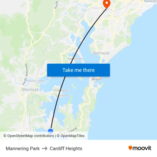 Mannering Park to Cardiff Heights map