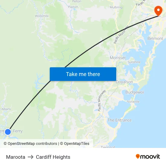 Maroota to Cardiff Heights map