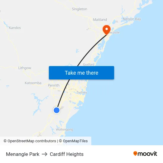 Menangle Park to Cardiff Heights map