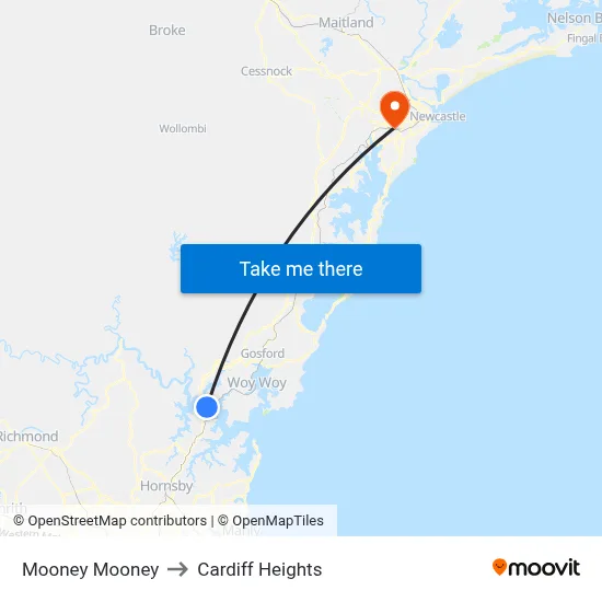 Mooney Mooney to Cardiff Heights map