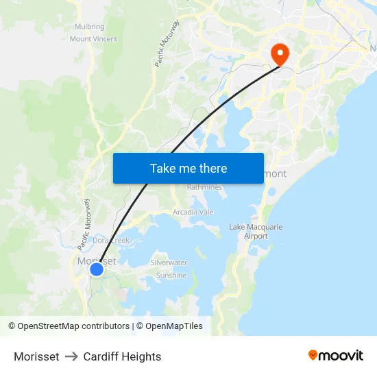 Morisset to Cardiff Heights map