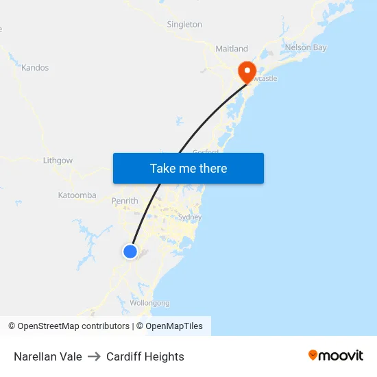 Narellan Vale to Cardiff Heights map