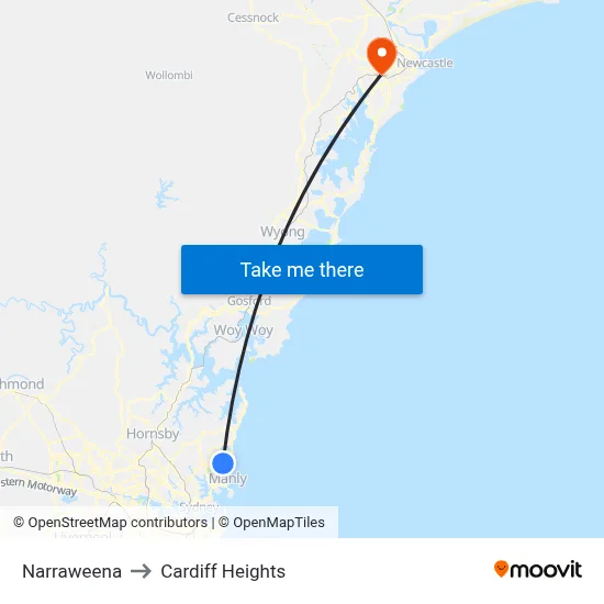 Narraweena to Cardiff Heights map