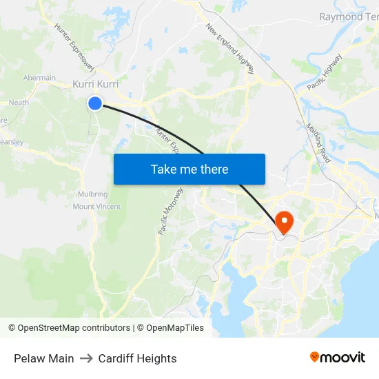 Pelaw Main to Cardiff Heights map