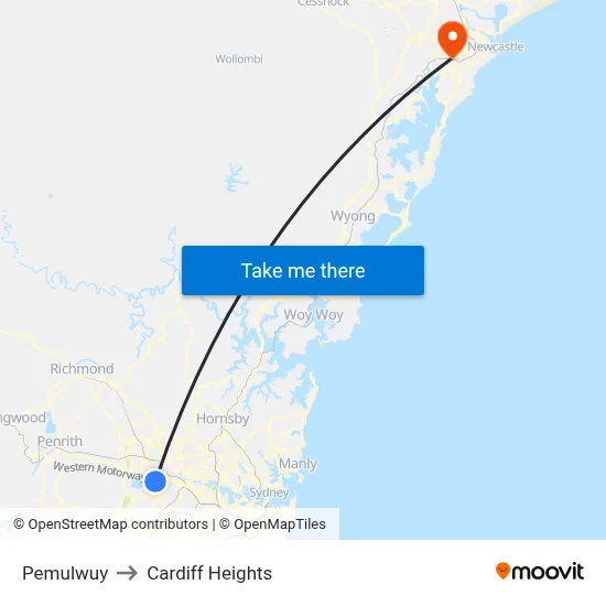 Pemulwuy to Cardiff Heights map
