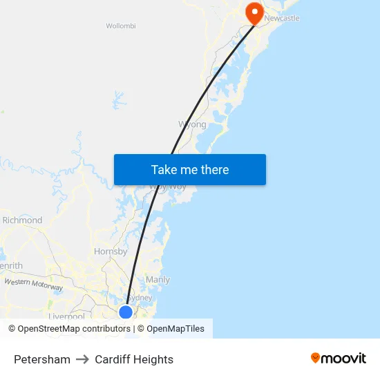 Petersham to Cardiff Heights map