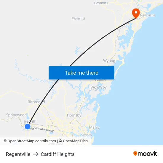 Regentville to Cardiff Heights map