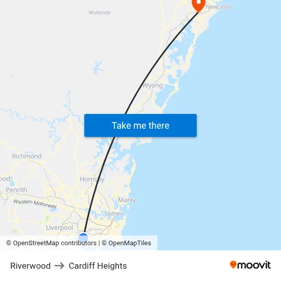 Riverwood to Cardiff Heights map