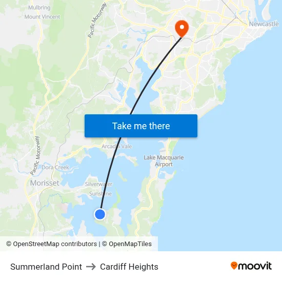 Summerland Point to Cardiff Heights map