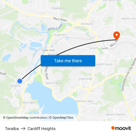 Teralba to Cardiff Heights map