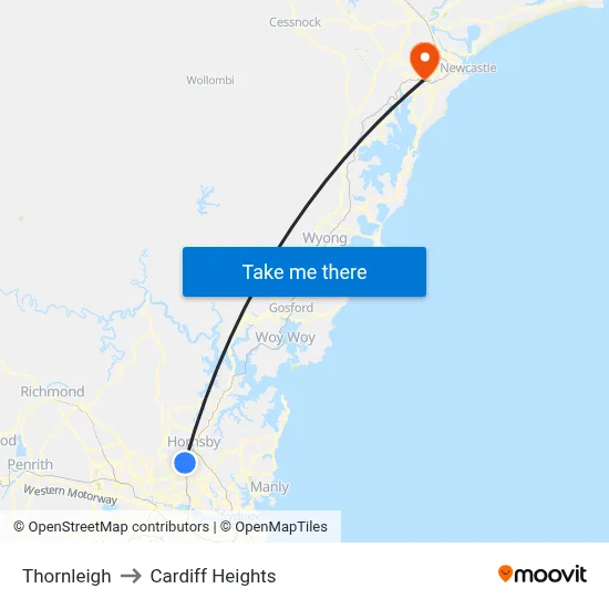 Thornleigh to Cardiff Heights map