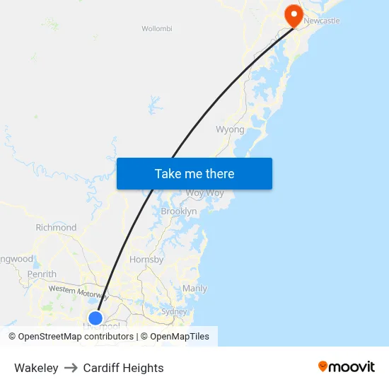 Wakeley to Cardiff Heights map