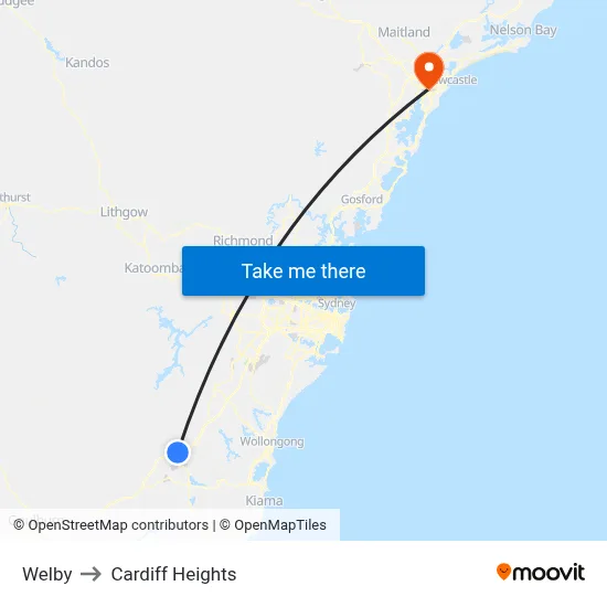 Welby to Cardiff Heights map