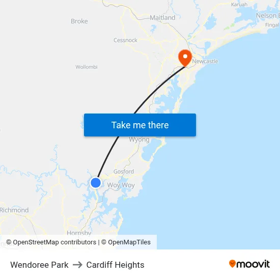 Wendoree Park to Cardiff Heights map