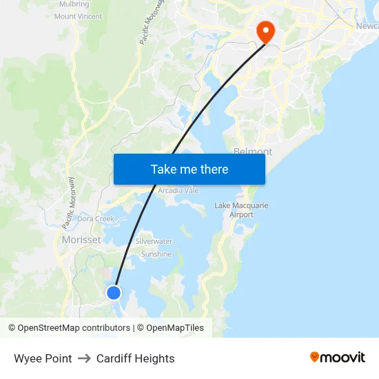 Wyee Point to Cardiff Heights map