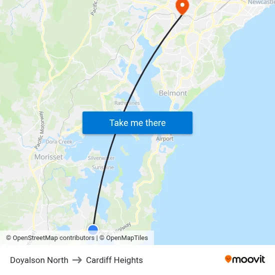 Doyalson North to Cardiff Heights map