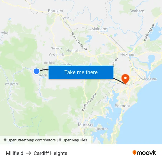 Millfield to Cardiff Heights map