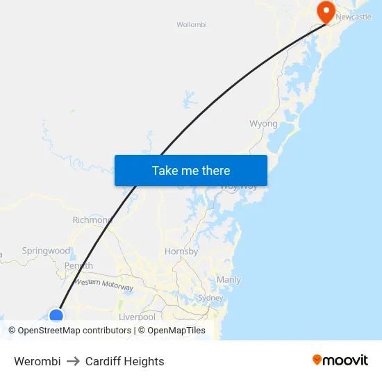 Werombi to Cardiff Heights map