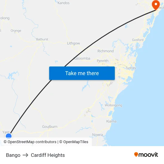 Bango to Cardiff Heights map