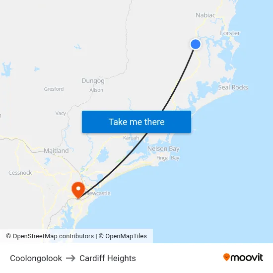 Coolongolook to Cardiff Heights map