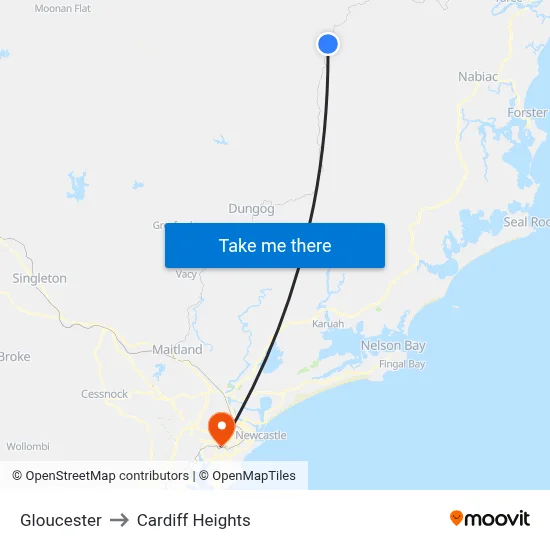 Gloucester to Cardiff Heights map