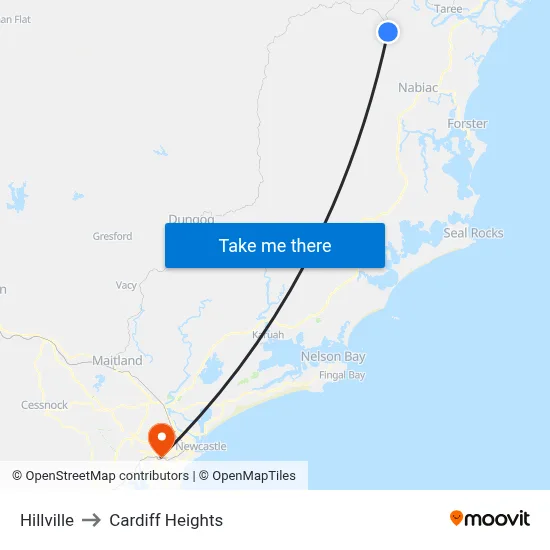 Hillville to Cardiff Heights map