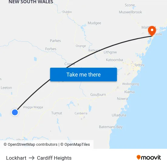 Lockhart to Cardiff Heights map