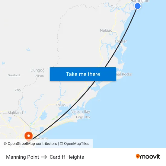 Manning Point to Cardiff Heights map