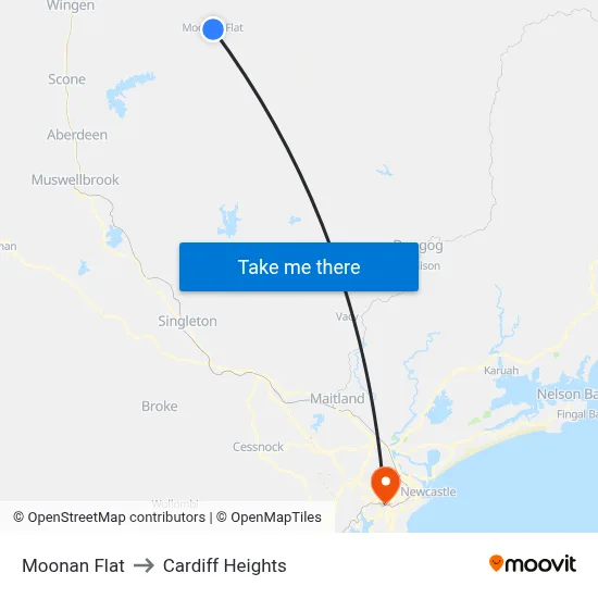 Moonan Flat to Cardiff Heights map