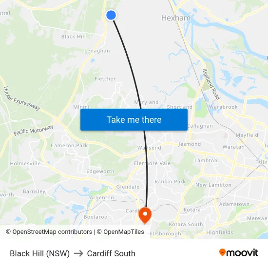 Black Hill (NSW) to Cardiff South map