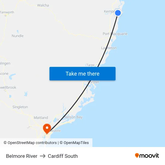 Belmore River to Cardiff South map