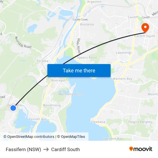 Fassifern (NSW) to Cardiff South map