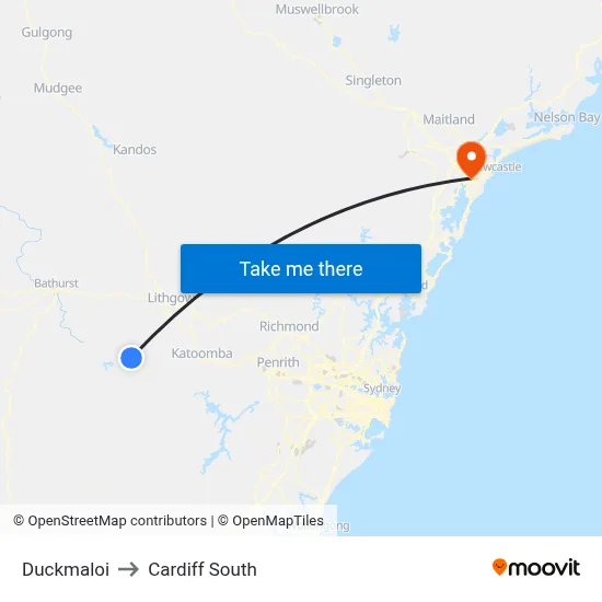 Duckmaloi to Cardiff South map