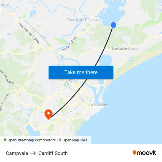 Campvale to Cardiff South map