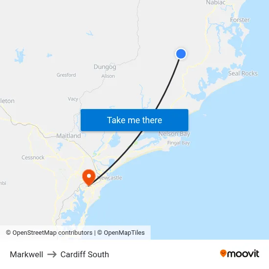 Markwell to Cardiff South map