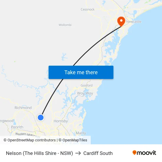 Nelson (The Hills Shire - NSW) to Cardiff South map