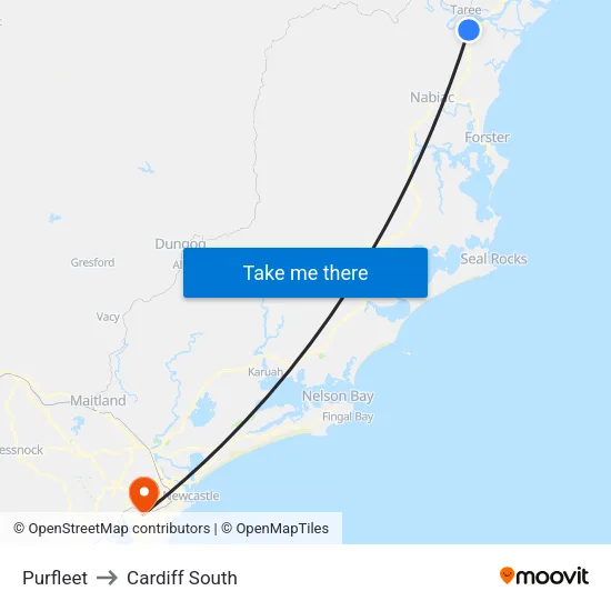 Purfleet to Cardiff South map