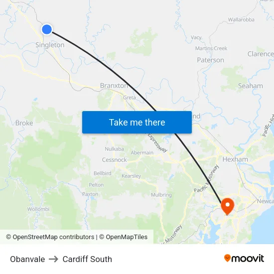 Obanvale to Cardiff South map