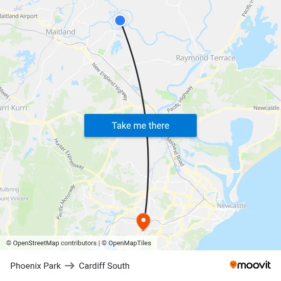 Phoenix Park to Cardiff South map